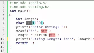 Find string length using strlen function