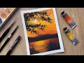 Watercolor Painting For Beginners Sunset Landscape Watercolor Tutorial