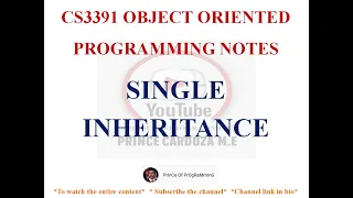 SINGLE INHERITANCE IN JAVA NOTES CS3391 OBJECT ORIENTED PROGRAMMING NOTES 2021 REGULATION CSE