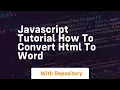Javascript tutorial how to convert html to word