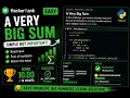HackerRank A Very Big Sum Python 3 Easy Array Warmup Challenge
