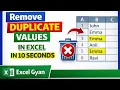 Remove Duplicate Values in Excel in 10 Seconds Excel Gyan