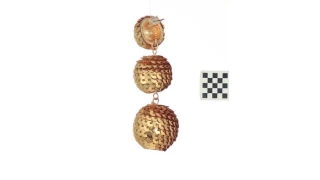 Kenneth Jay Lane 2 Gold Sequin Wrapped Ball Post Earrings w Dome Top SKU 8974882