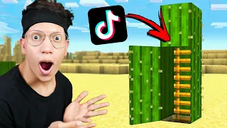 شاهد كيف جربت اشهر واغرب خدع و حيل التيك توك في ماين كرافت !!؟