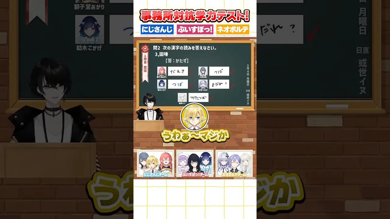 あまりにも不安過ぎる回答が続出する学力テスト。事務所対抗学力テスト！にじさんじvsぶいすぽっ！vsネオポルテ！