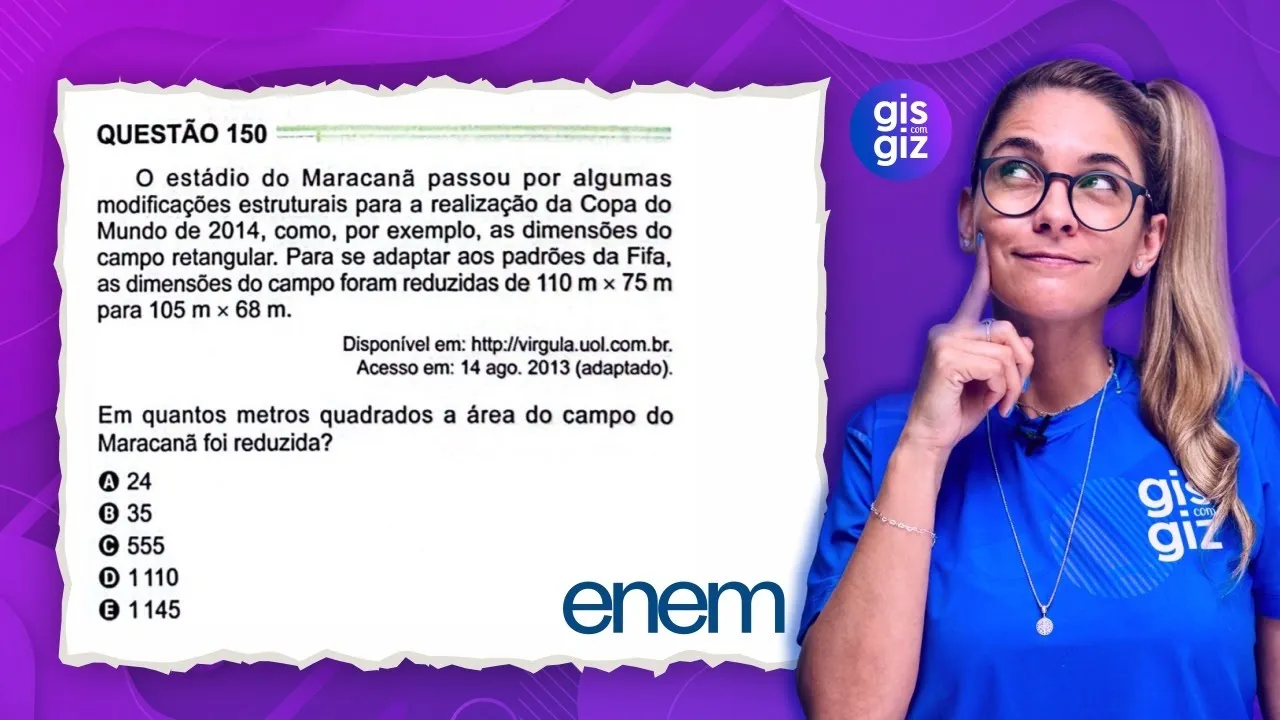 ENEM -  GEOMETRIA PLANA - ÁREA DO RETÂNGULO -QUESTÃO 150 PROVA VERDE 2024 MATEMÁTICA