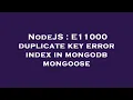 NodeJS E11000 duplicate key error index in mongodb mongoose