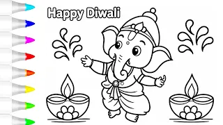 Happy Diwali πͺ Drawing with Ganesh ji | How to Draw Diwali Drawing for Kids & Toddlers