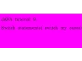JAVA tutorial 9 switch statements
