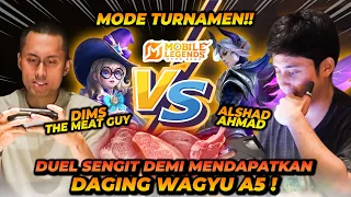 TANDING MOBILE LEGEND LAWAN DIMS THE MEAT GUY ! YANG MENANG BAWA 1 RESTO MEATGUY DAGING A5 KERUMAH !