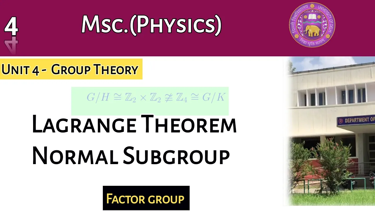 Lecture 4 Lagrange Theorem | Normal Subgroup || Factor / Quotient Group || GROUP THEORY|| MSc.DU