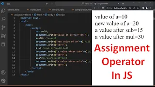 Assignment Operators in JS JavaScript Operators JavaScript Tutorial in Hindi part 19
