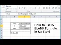 HOW TO USE ISBLANK FORMULA IN MS EXCEL TUTORIAL IN MS EXCEL