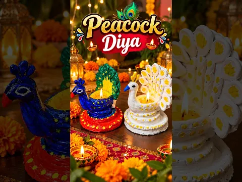 Mitti Se Ghar Per Peacock Diye Bnaye🥰#shorts #diwali #diy #handmade