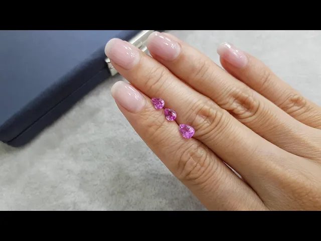 Set of unheated pear cut pink sapphires from Madagascar 2.05 ct Video  № 1