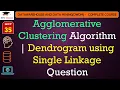 L35 Agglomerative Clustering Algorithm Dendrogram using Single Linkage Question Data Mining