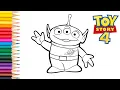 Toy Story 4 Coloring Page Drawing and Coloring book for Kids Alien let s draw toy story characters