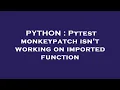 PYTHON Pytest monkeypatch isn t working on imported function