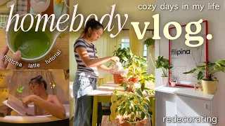 COZY HOMEBODY VLOG🍂slow 7AM mornings, plant care, redecorating & how I make a good matcha!