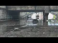 Heavy rain and flash flooding lead to stranded vehicles at Colley Avenue underpass
