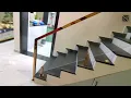 luxurious Rose Gold toughened Glass Railing for staircase complete installation