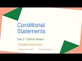 Lecture 5 Conditional Statements in Python Python Ramzan Free Online Course in Pashto
