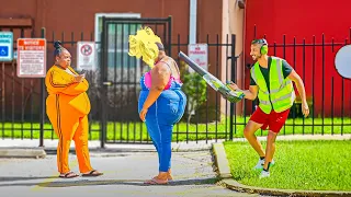 Blowing girls WIGS OFF PRANK!
