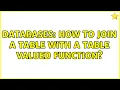 Databases How to join a table with a table valued function 2 Solutions