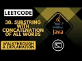 LeetCode 30 Substring with Concatenation of all Words Java