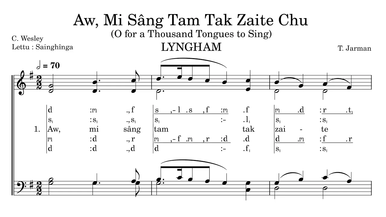 KHB 63 | Aw Mi Sang Tam Tak Zaite Chu (O for a Thousand Tongues to Sing) | LYNGHAM | A Capella