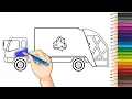 Recycling Truck Drawing Painting and Coloring For Kids Coloring With Me