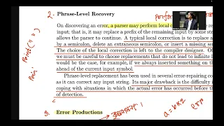 Compiler Design Ch4 Part 3 Types of Errors Error Recovery Strategy