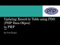 34 Updating Record in Table using PDO in PHP