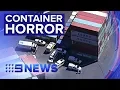 Traumatic scene as worker killed by shipping container at Port Botany Nine News Australia