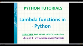 Python tutorial Lambda Functions in Python python anonymous function