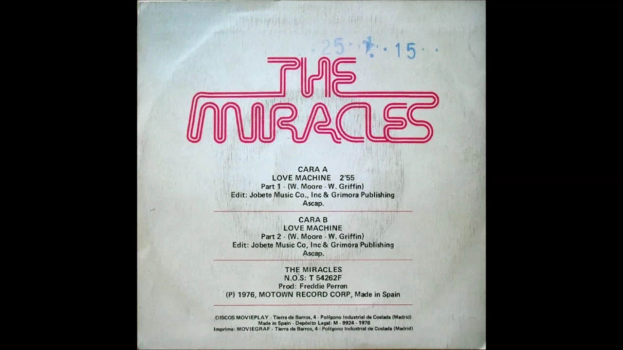The Miracles - Love Machine (1975) 12 inch - Vinyl