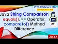 L54 Java String Comparison equals Operator compareTo Method Difference Java Lectures