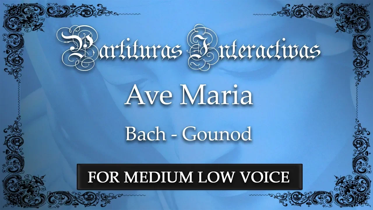 Ave Maria KARAOKE FOR MEDIUM LOW VOICE - Bach/Gounod - Key: D Major