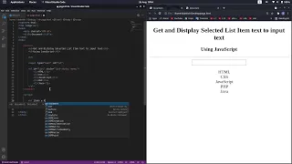 How to get and display selected list item to input Using JavaScript