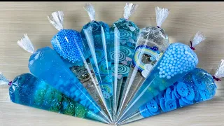 Making Blue Clear Slime With Beautiful Piping Bags | Satisfying Slime ASMR