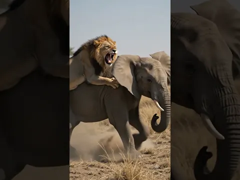 Face to Face Elephant vs Lion Clash #animalfight