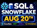 SQL and Snowflake Demo SQL and Snowflake Real Time Training New Batch Starts from August 20 2026