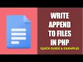 How To Write Append To Files In PHP