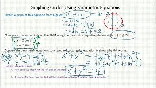 Math 373 8 3-8 4 part 2B 2 graphing circles using parametric equations