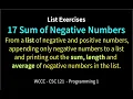 17 Sum of Negative Numbers Python