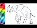 Drawing And Coloring a Elephant - Wild Animals Color Pages For Childrens