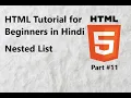 What is Nested list HTML Tutorial for Beginners in Hindi HTML Part