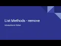 Introduction to Python - List Methods