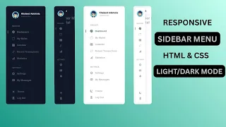 Responsive Sidebar Menu in HTML CSS JavaScript Mode
