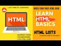 HTML LISTS Ordered Unordered Descriptive Lec 3